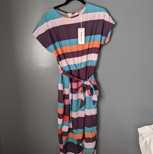 Midi length striped dress
